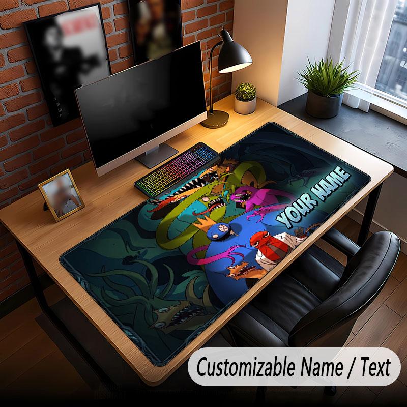 Custom Name Text Big Mouse Pad,Rainbow Friends Soft Non Slip Extended Desk Mat For Home Office