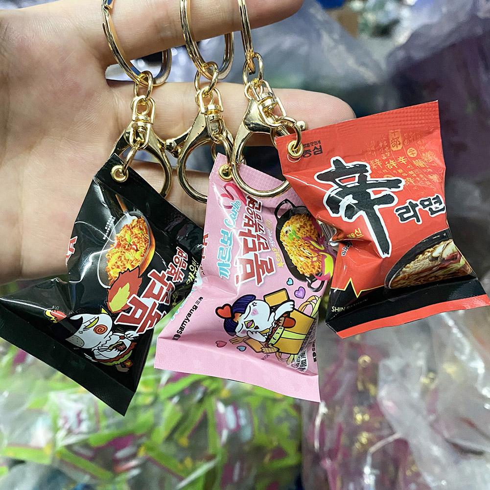 Korean Simulation Instant Noodles Keychain On The Phone Mini Snacks Pendant Bag Pendant Car Key Ring Gifts