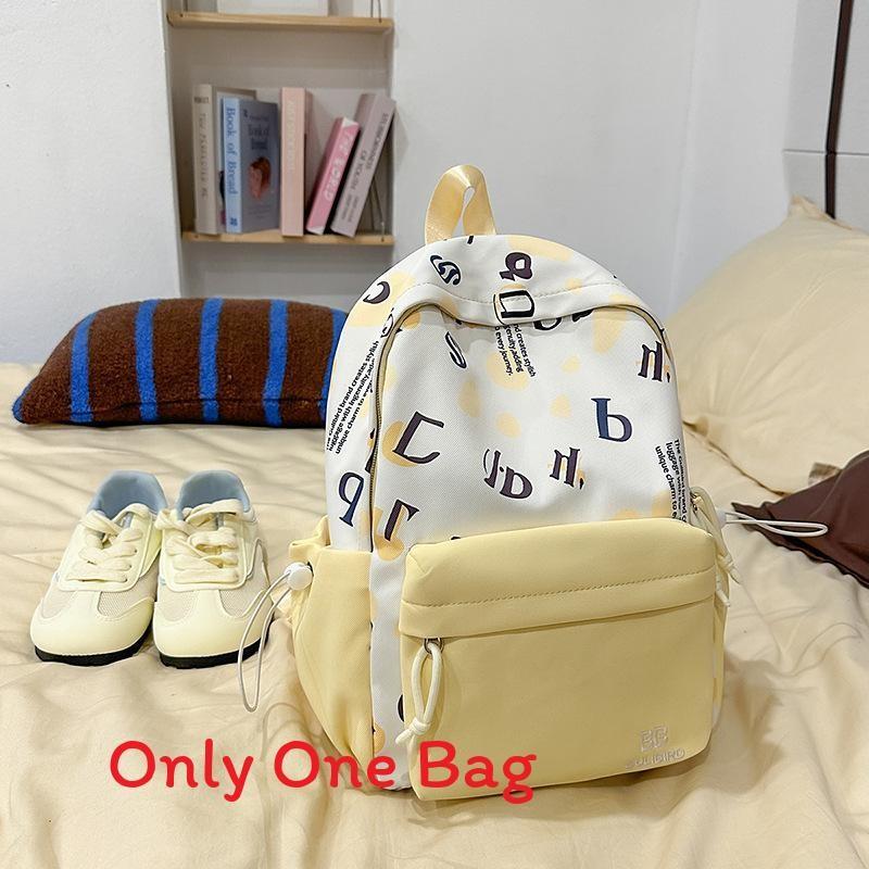 Youthful Nylon Letter Print Backpack For High School Students With Lightweight Design For Daily Use