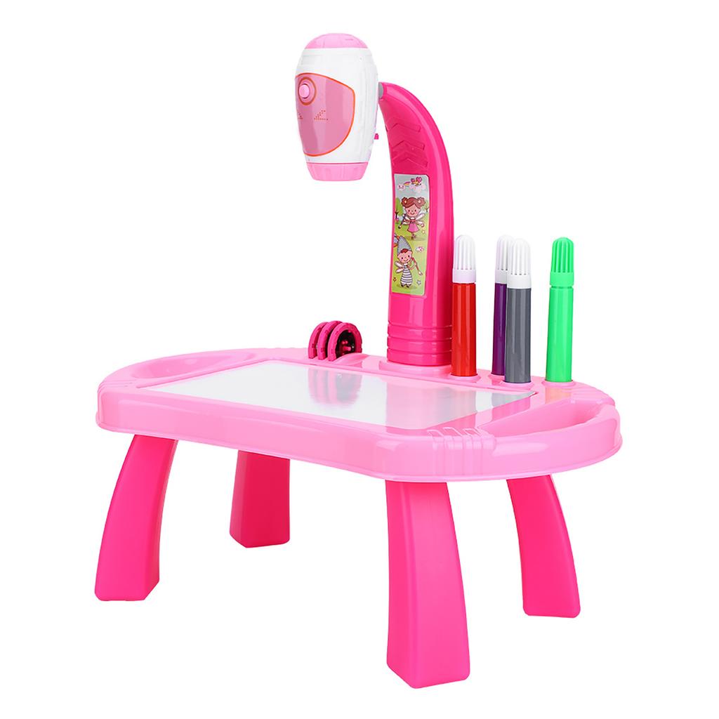Educational Drawing Toys Set Painting Toy Projector Desk Tablet Learning Toy Tool Gift (Pink)
