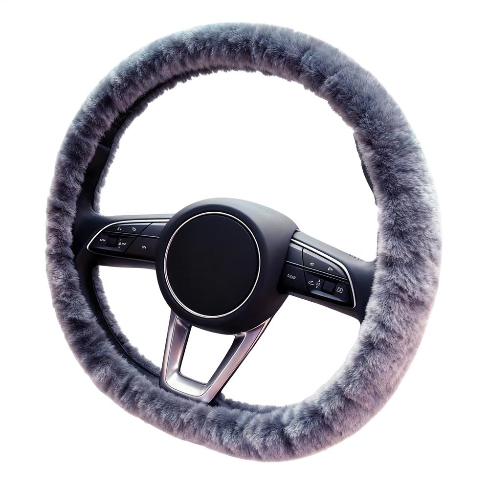 Fuzzy Steering Wheel Cover Elastic Anti-Slip Warm Breathable Auto Accessories Automotive Furry Steering Wheel Protector For красный