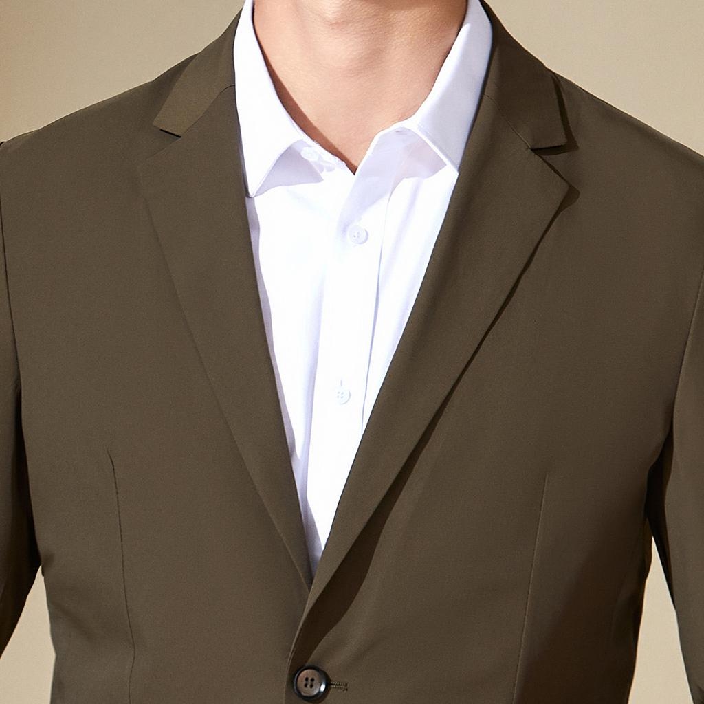 [Sleek and stylish, easy to maintain] Simple solid color suit for men's business and leisure, single west, not easily wrinkled suit jacket