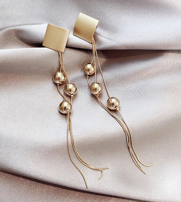 

Korean High Sense 2019 New Tide Long Tassel Bead Temperament Earrings Female Personality Temperament Section Creative Earrings