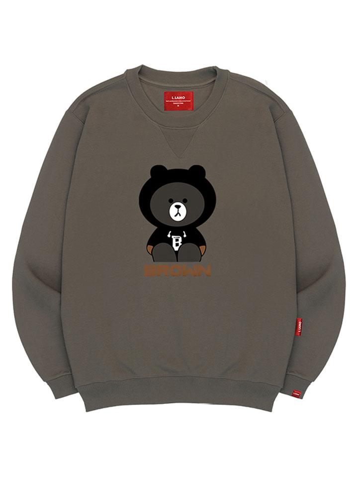 Ellamo Brown Bear Sweatshirt Unisex Big Sizes S~4Xl