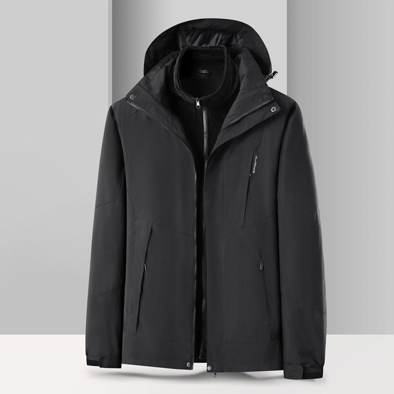 Unisex 3-in-1 Fleece-Lined Jacket Set, Detachable and Customizable with Logo