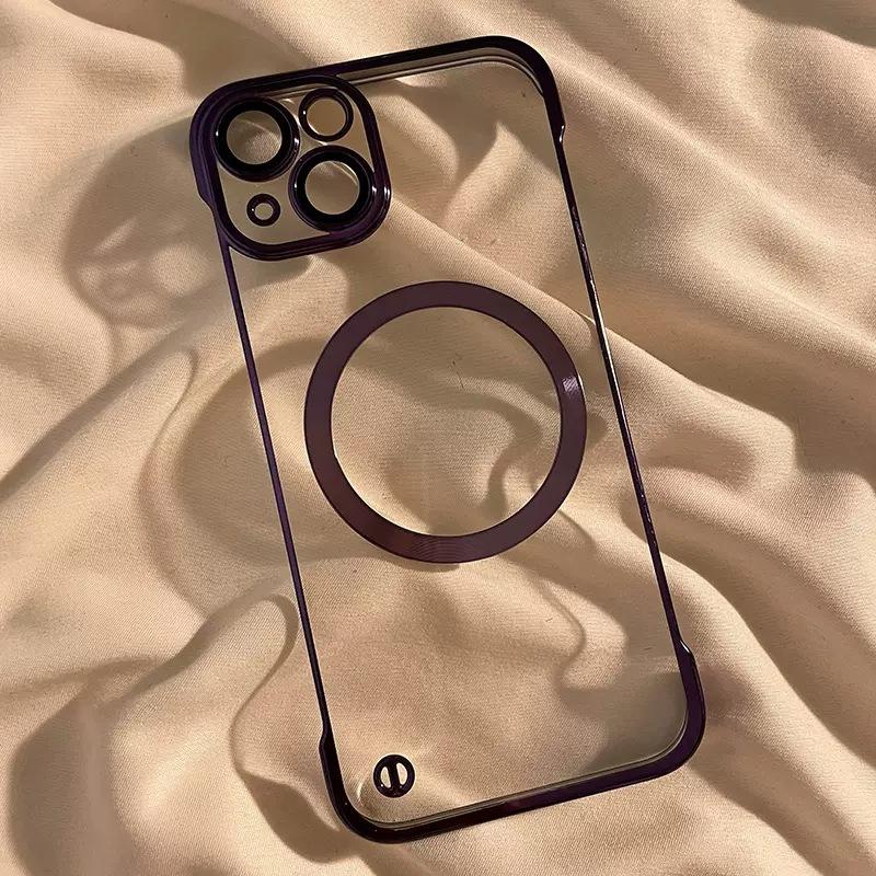 Applicable To IPhone 16 Frameless Phone Case Magnetic Suction Apple 15 ProMax Half Pack Ultra Thin 14 Drop Protection Case
