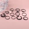 Combination Ring, Personalized Electrophoresis, Black Love Butterfly Chain Opening 12-Piece Set, Ring Jewelry.