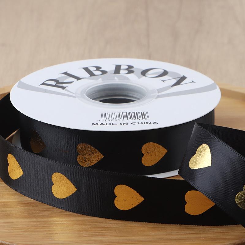 36  Yard Ribbon Gift 2.5CM Easy-to-Tie Heart Length-Sufficient Polyester Fade-Resistant Premium DIY-Friendly Foil-Stamped Durable