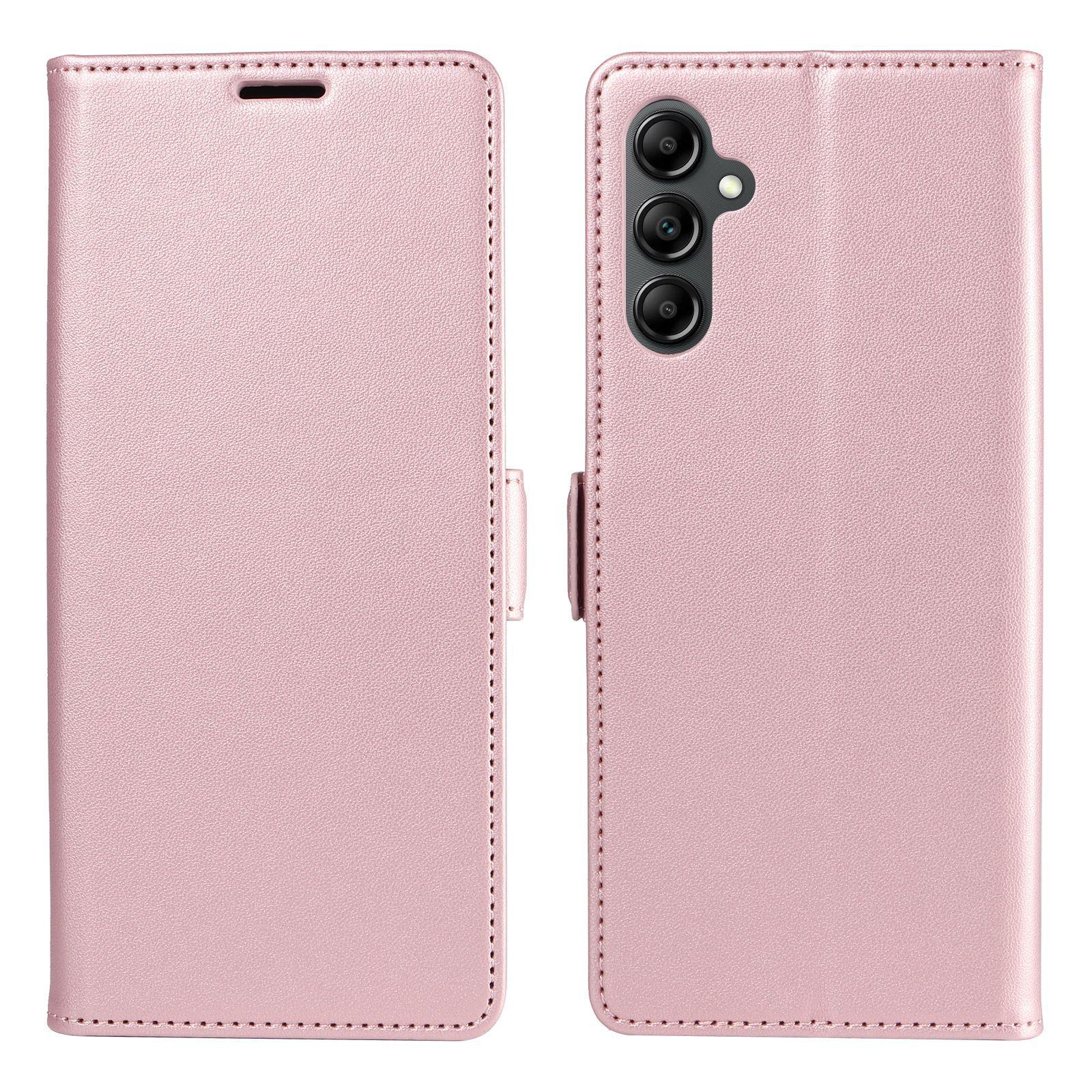 

For Samsung Galaxy A24 4G (162.1 x 77.6 x 8.3mm) Case Side Magnetic Clasp RFID Blocking Leather Phone Wallet Cover Pink