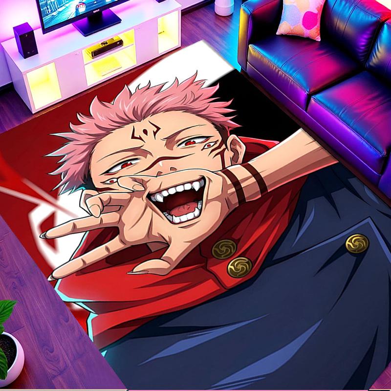 Jujutsu Kaisen Print Rug, Washable Floor Carpet, For Entryway Dorm Laundry Room Office Study, Home Decor Birthday Christmas Gift