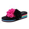 Damen Plateausandalen mit 3D-Blumendesign Dicke Sohle Regenbogenstreifen Lässige Urlaubs-Strandsandalen zum Hineinschlüpfen