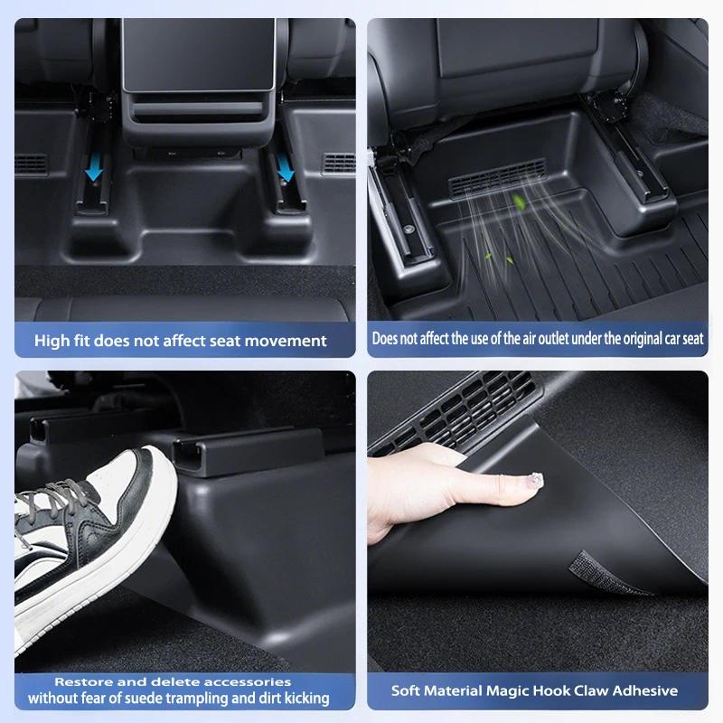 For Tesla ModelY Juniper 2025+ TPE Under Seat Corner Guard Seat Slide Rails Protector Cover Anti-Kick Decor Flocking Accessories