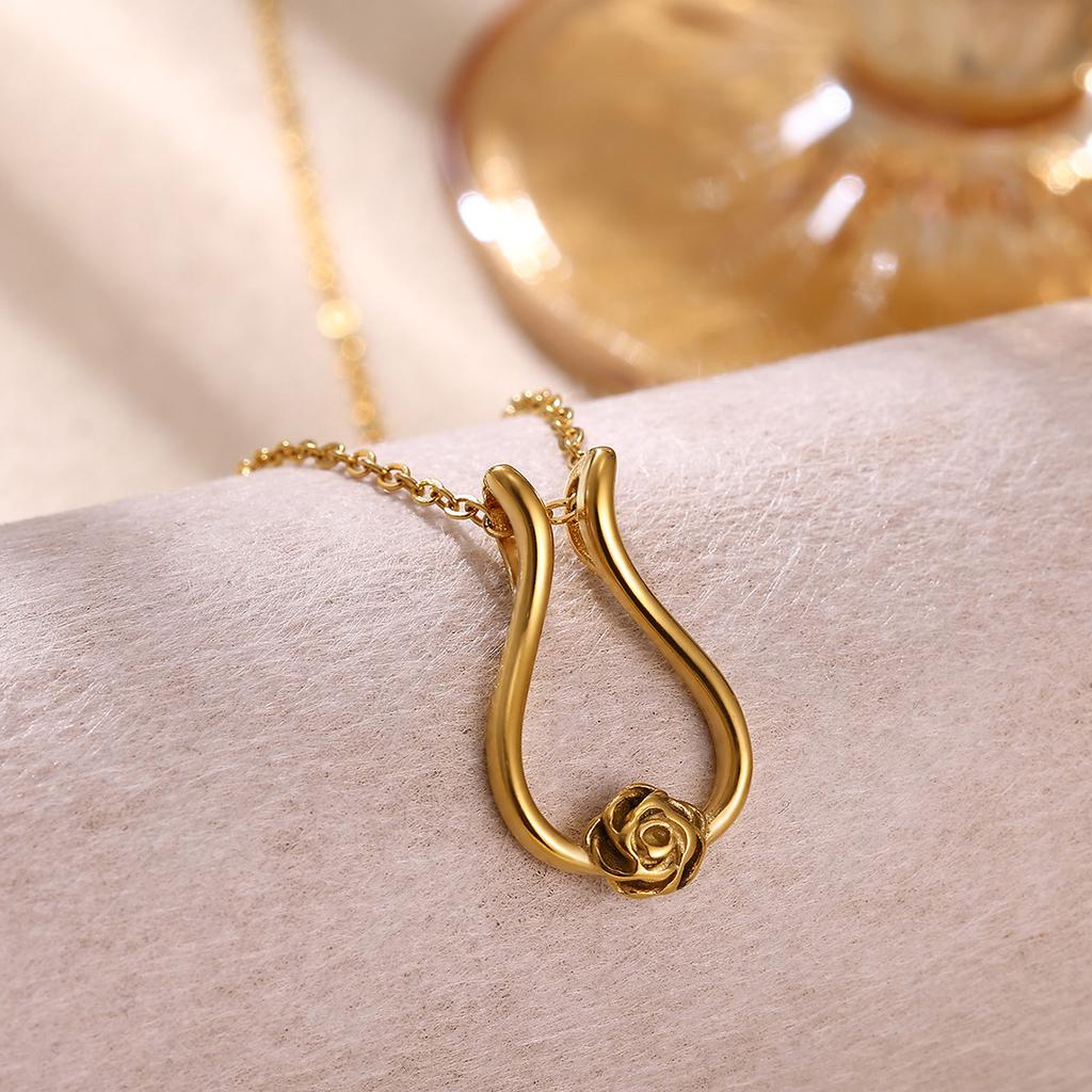 Infinity Heart Gold Color Necklace For Women Elegant Elephant Tree Pendant Rose Flower Stainless Steel Chain Jewelry Birthday