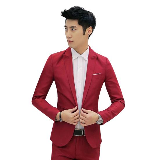 Men's Fashion One Button Suit Coat Wedding Business Casual Slim Lapel Jacket