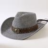 Beliebter europäischer und amerikanischer klassischer Strohgeflecht Western-Cowboyhut für Herren und Damen Outdoor-Mode OL-Stil Geflochtener Zylinder