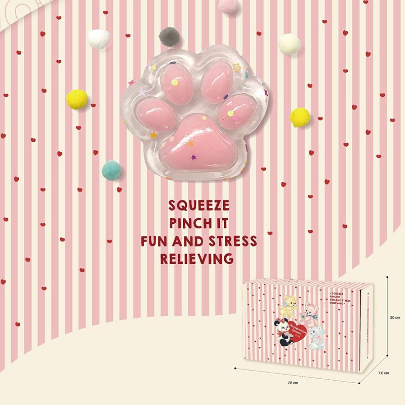 Kawaii Glitter Cat Paw Stress Relief Squeeze Toy Food Grade Soft TPR Slow Rising Toy for Kids Sensory Play Use