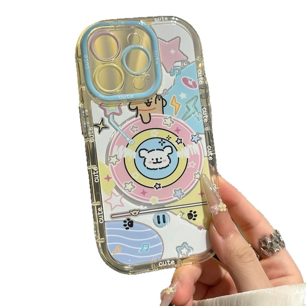 Playline Puppy for Apple 16 Feather Cream Phone Case for IPhone15promax Cartoon 14/13