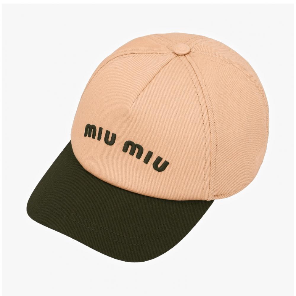 Miumiu Logo Bestickte Drill Baseballkappe 5hc179 Acq1 F03rg