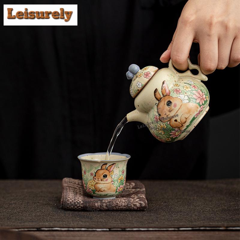 50ML Karamellglasur Kaninchenblume Mund Teetasse Zen Teeschale Teetassenset Teeprobe Meditationsbecher Jianzhan Meistertassen Teeset