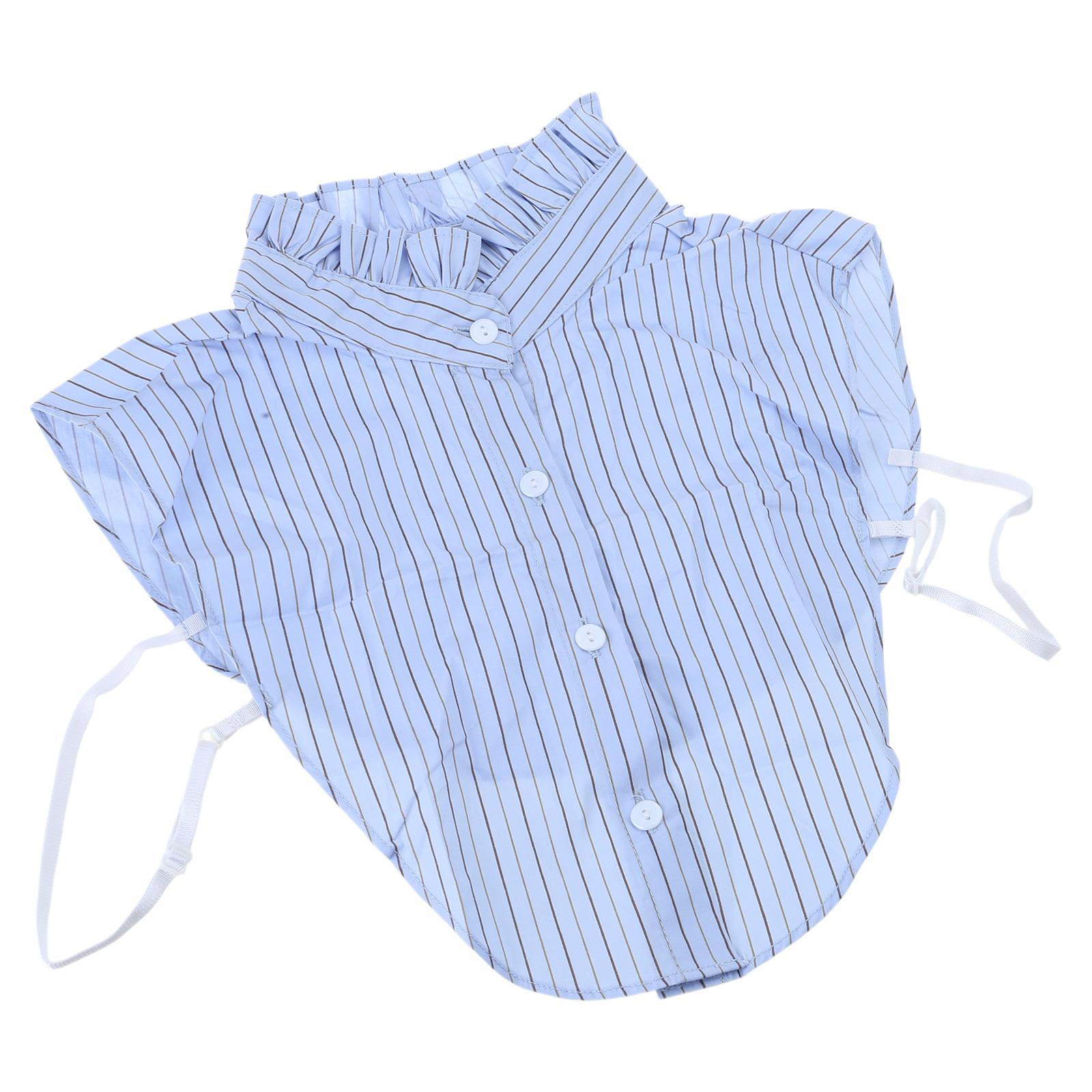 

Женский съемный воротник-вставка, элегантный полосатый лацкан, искусственная половина рубашки, воротник-топ для свитера и платьев B светло-синий