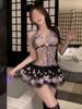 New Sexy Mesh Embroidery Lace Seduction Suspender Nightgown Pure Sensual Style Cute Sleepwear For Women Dress Elegant C5Jf