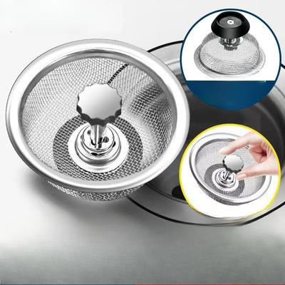 Universal Kitchen Sink Garbage Drain Pipe Floor Drain Cover FilterAnti-odor CoverStainless Steel Sink Filter Screen