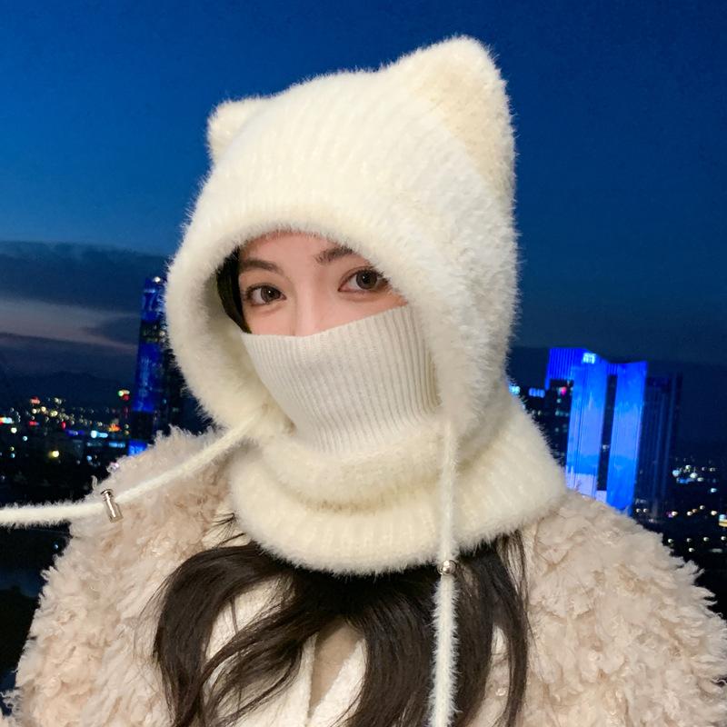 Korean Cute Ear Design Winter Warm Neck Scarf For Women