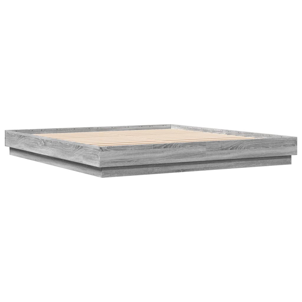 Bed Frame Gray Sonoma 200 X 200 Cm Particleboard