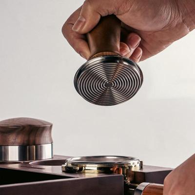 1 Pezzo Strumento Barista 51/53/58mm Legno di Faggio Pressino Caffè Espresso Molla Interna Forza Bilanciata Martello Caffè Base in Acciaio Inossidabile