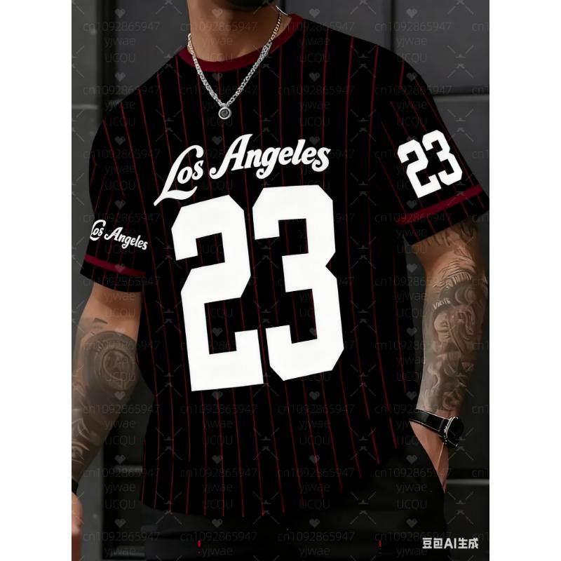 Pasek 23 Los Angeles Nadruk Dekolt V Krótki Rękaw Koszulka Letnia Koszulka Graficzna Koszulki Baseballowe Plus Size Damska Męska Koszulka Sportowa