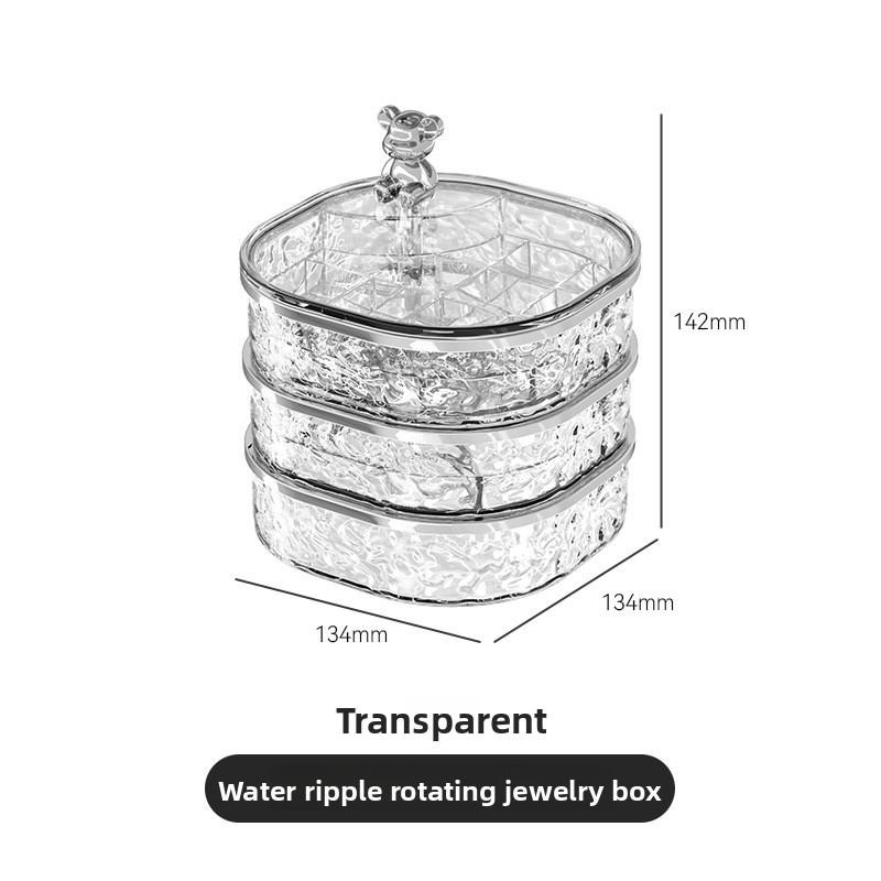 

Jewelry storage box with a high-end, light-luxury feel for earrings, rings, necklaces, and other plastic accessories, suitable for dressing tables Transparent