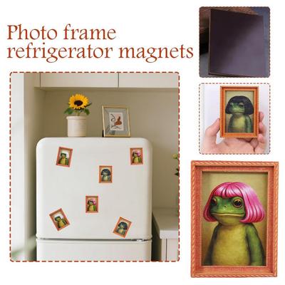 Vtipný účes Žába Ledničková Samolepka Vtipné Žabí Potisky Ledničkové Magnety Dřevěný Rámeček Kreativní Ledničkový Ornament Magnety