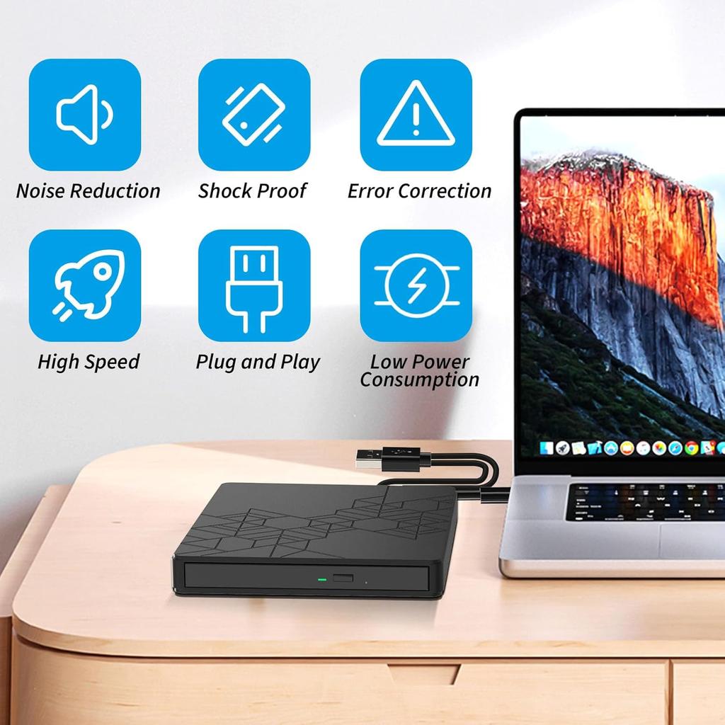 External CD/DVD Drive ,USB 3.0 DVD CD Burner with 2 USB Ports and 2 TF/SD Card Slots, DVD Player for Laptop,Mac,PC,Windows 11/10