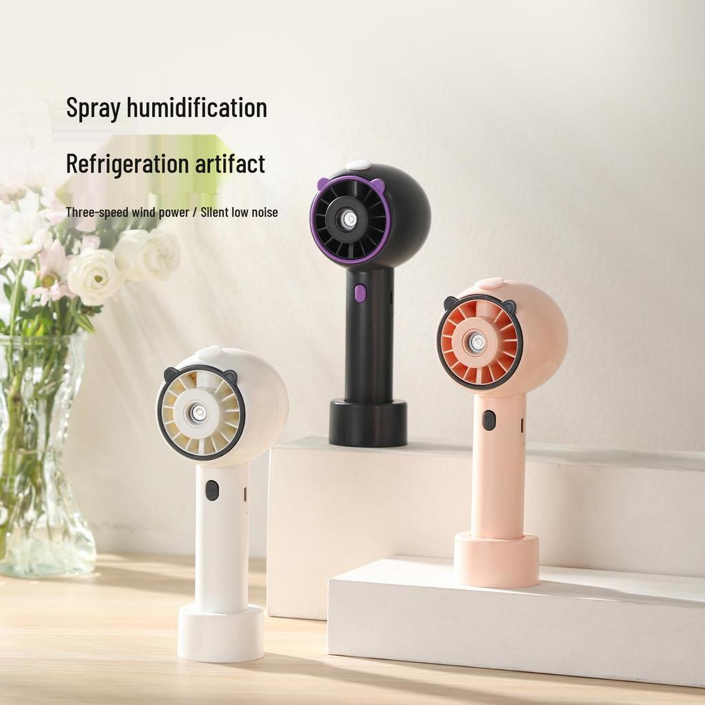 Cartoon Mini Handheld Humidifying Fan with USB Charging
