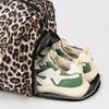 Large Capacity Leopard Print Travel Duffel Bag with Multiple Compartments, Shoe Compartment, Durable Nylon Casual Sports Gym Bag for Women