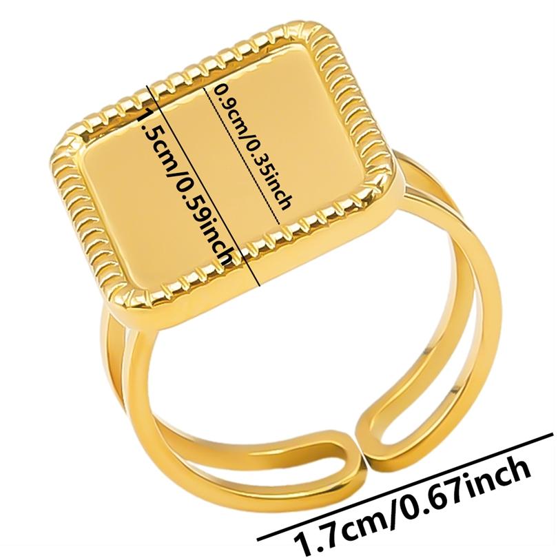 5pcs Retro Stainless Steel Gold Plated Ring Irregular Geometry Bow Ellipse Water Droplet Rings Diy Stone Drill Jewelry No Fading