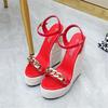 Fashion 14cm Fashion European and American Large Size 34-43 Hemp Rope Women's Shoes Wedge Heel Platform Sandals
