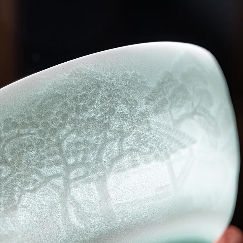 Jingdezhen Celadon Gold-Inlaid Ceramic Teacup