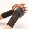 Twist Turned Short Furry Gloves New Style Women's Autumn and Winter Knitted Arm Covers with Exposed Half Finger Woolen Warm Sleeves