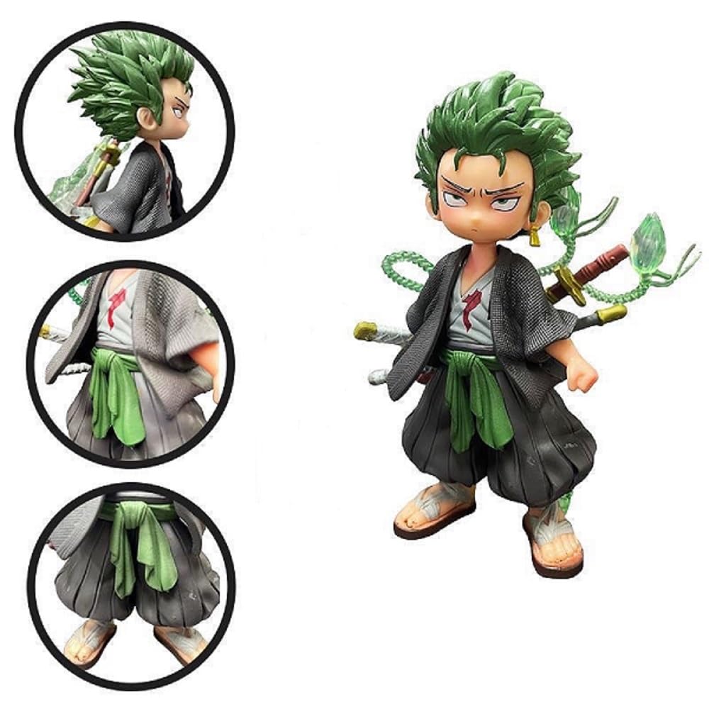 Q Version Zoro Anime Statue Zoro Hero One Piece Roronoa Zoro Approx 15cm PVC Action Figure [Used]