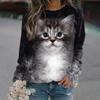 Cute Cat Printed Long Sleeved T-shirt