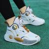 2025 new lace-free classmates Boys mesh breathable basketball shoes Middle and older children non-slip rotating buckle running shoes