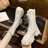 Short women's autumn and winter new lace-up Martin star round head thick-soled medium British style women