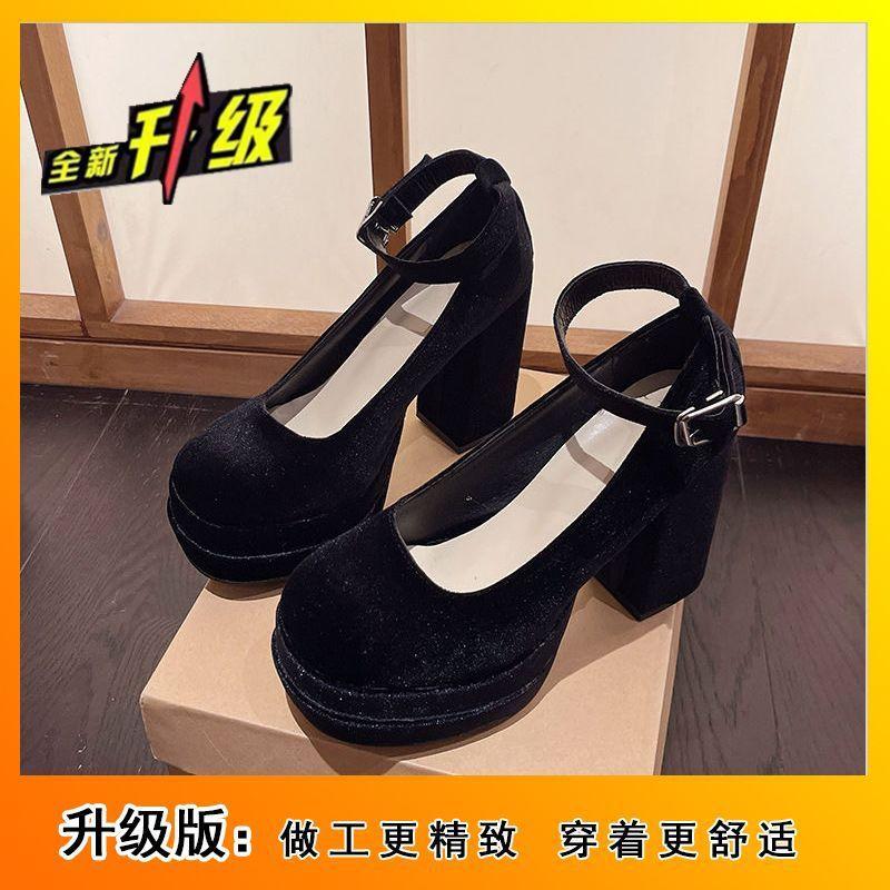2025 Spring and Autumn New Straps Mary Jane Shoes Versatile French Platform Small Pink High-heeled Lolita Shoes Women