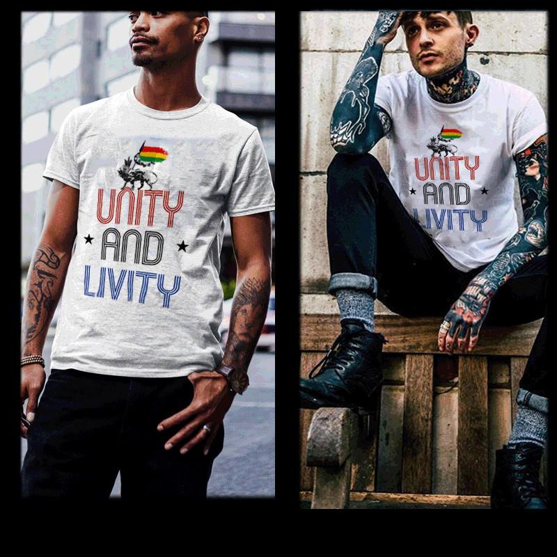 

Reggae t-shirt Unity Livity Rasta Flag Jah Rastafari Haile Selassie I Rasta tee S