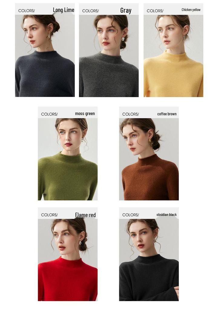Lekasha 100% Pure Cashmere 12-Gauge Rolled Hem Turtleneck Sweater