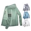 Men Summer Sun Protective Jacket Hooded Long Sleeve Zipper Placket 360-Degree Sun Protection Coat Ice Silk Thin Loose Fit Fishing Outerwear