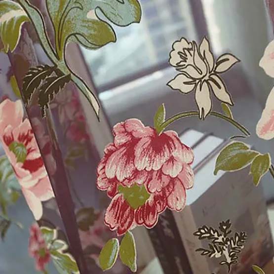 2PCS Pastoral Style Big Peony Custom Window Screen Perforated Finished Curtains with Gauze Living Room Bedroom Balcony Window Decoration Curtains