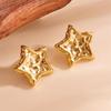 18K Gold Plated Non-fading Star Stud Earrings - Stainless Steel & Titanium, Cross-border Fashion