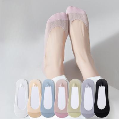 Female Spring and Summer Mesh Deodorant Breathable Ice Silk Shallow Mouth Do Not Drop with Invisible Socks